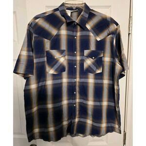 Vintage Western Frontier Pearl Snap Button Down Shirt Mens XL Plaid Made In USA